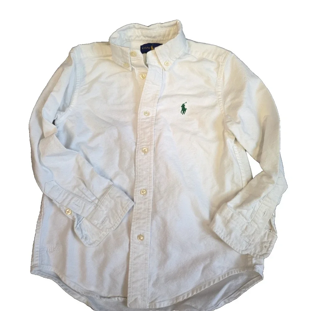 Polo Ralph Lauren Boys Sz 5 White Oxford Button Down Shirt Pony Logo